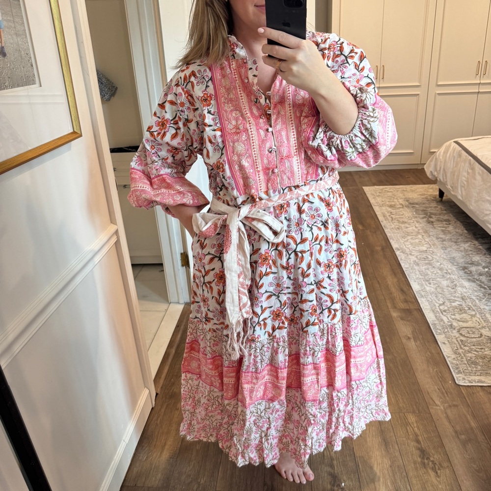 Sue Sartor Flounce Long Sleeve Dress XL EUC